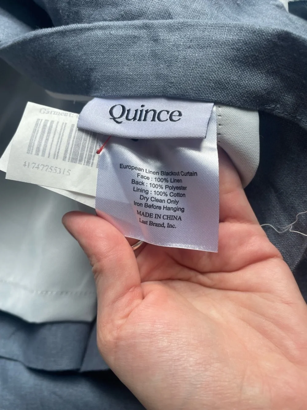 Quince European Linen Room Darkening Curtain in Chambray 48x96
